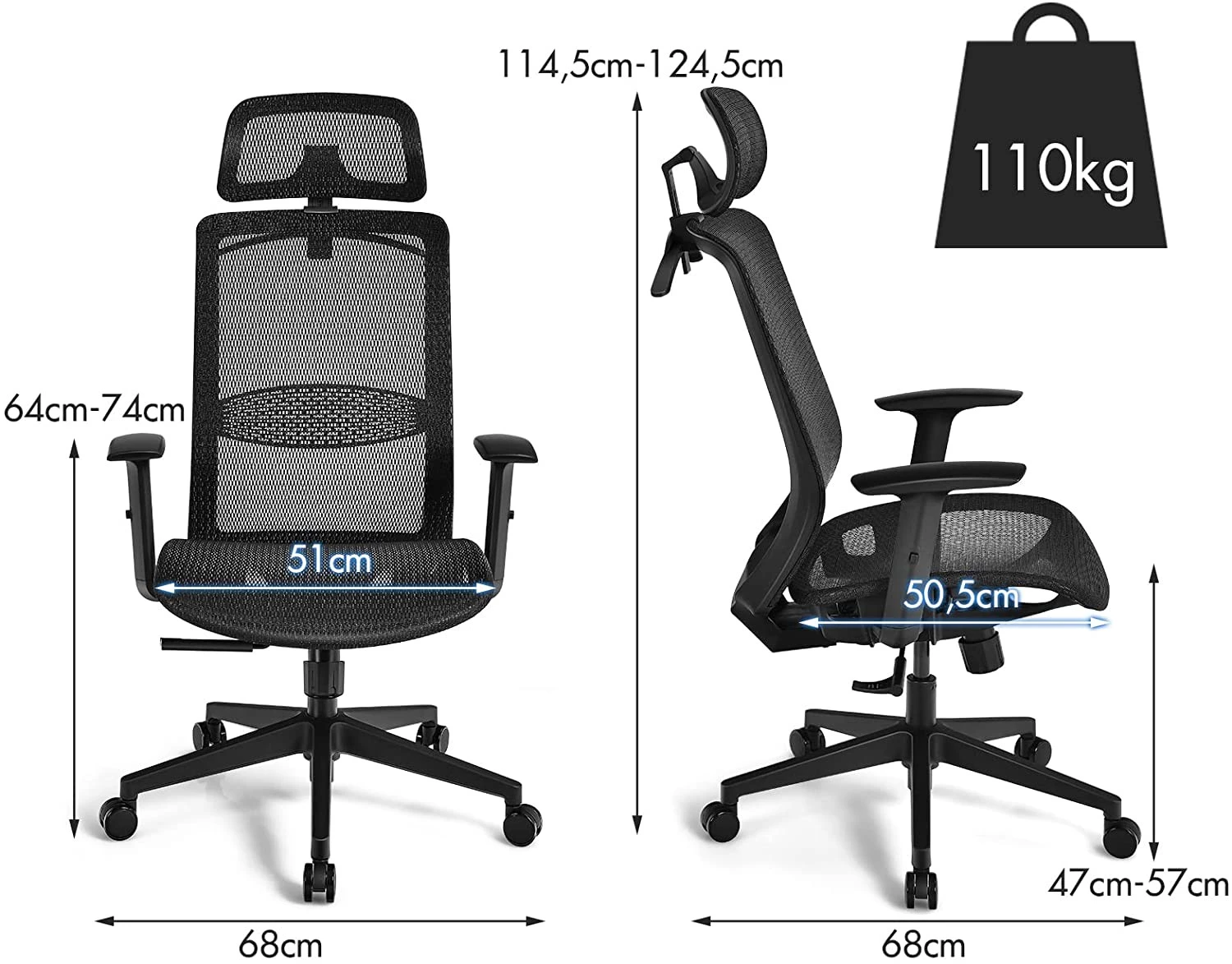 Costway Bürostuhl Computerstuhl 2 Costway Bürostuhl Computerstuhl – Bild 2
