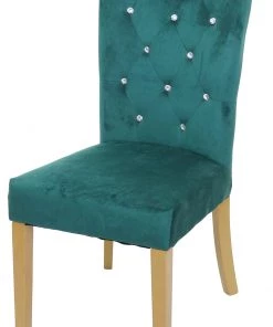 Esszimmerstuhl HWC-D22 Nieten - Dunkelgrün - Gold