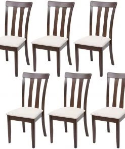 Esszimmerstuhl HWC-G46 (6er Set) - Braun - Beige - Dunkelbraun