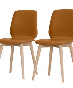 Studio Copenhagen Polsterstuhl Helvig II (2er-Set) - Echtleder Alvar: Cognac