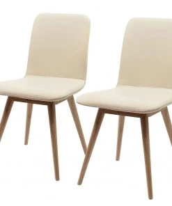 Studio Copenhagen Polsterstuhl Loca (2er-Set) - Echtleder Tupi: Creme