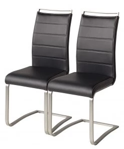 Fredriks Freischwinger Lezuza - Kunstleder Leja: Schwarz - 2er Set