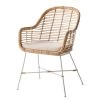 Eva Padberg Collection Armlehnenstuhl Garston - (inkl. Sitzkissen) - Rattan / Metall - Rattan / Weiß