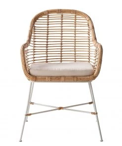 Eva Padberg Collection Armlehnenstuhl Garston - (inkl. Sitzkissen) - Rattan / Metall - Rattan / Weiß -Deutschland Stühle Verkaufs-Shop 1000050849 190812 13025000002 DETAILS P000000001000050849
