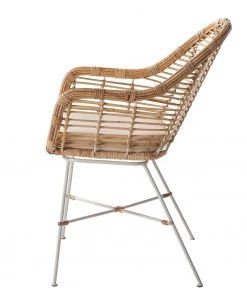 Eva Padberg Collection Armlehnenstuhl Garston - (inkl. Sitzkissen) - Rattan / Metall - Rattan / Weiß -Deutschland Stühle Verkaufs-Shop 1000050849 190812 13025000003 DETAILS P000000001000050849