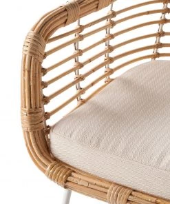 Eva Padberg Collection Armlehnenstuhl Garston - (inkl. Sitzkissen) - Rattan / Metall - Rattan / Weiß -Deutschland Stühle Verkaufs-Shop 1000050849 190812 13025000005 DETAILS P000000001000050849