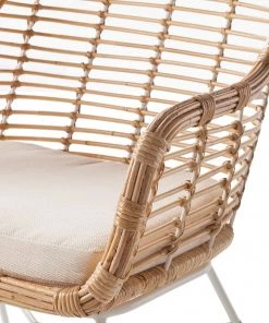 Eva Padberg Collection Armlehnenstuhl Garston - (inkl. Sitzkissen) - Rattan / Metall - Rattan / Weiß -Deutschland Stühle Verkaufs-Shop 1000050849 190812 13025100006 DETAILS P000000001000050849