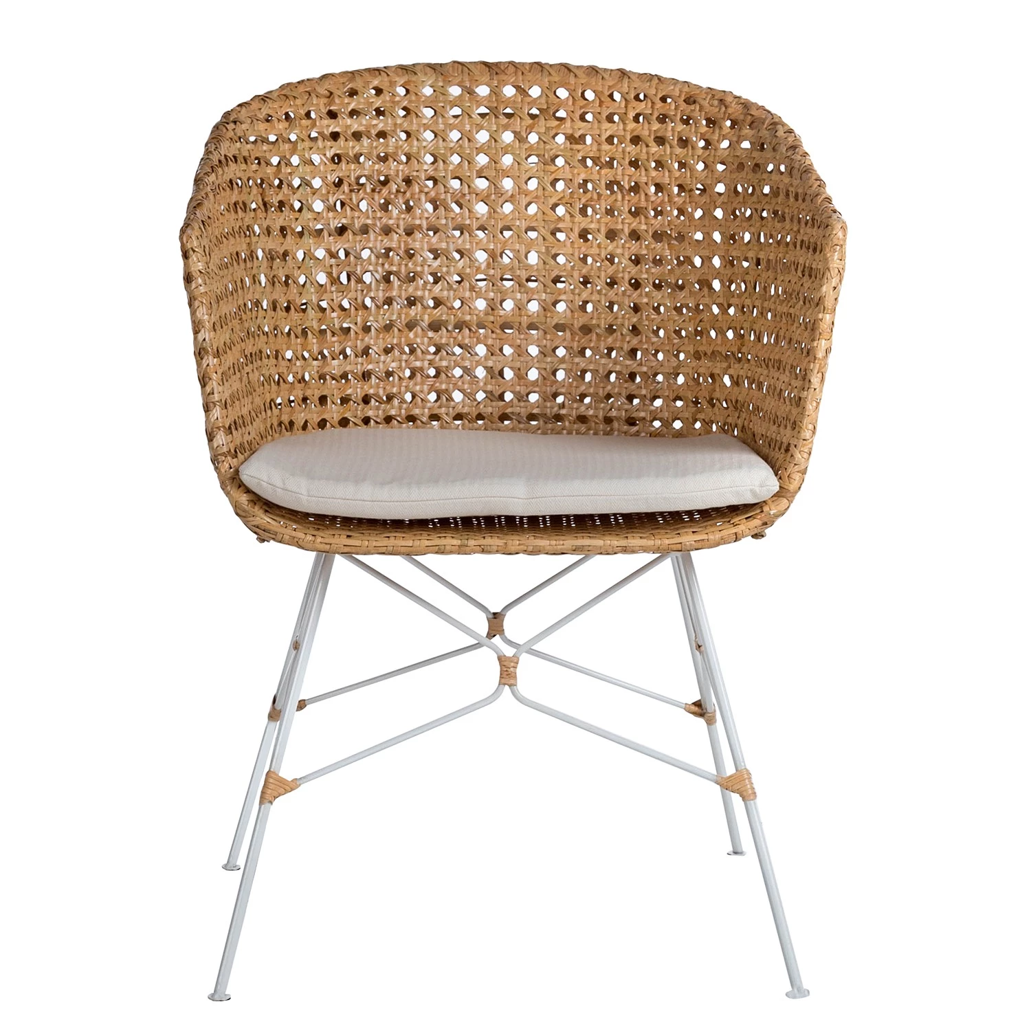 Mørteens Armlehnenstuhl Nokomai - (inkl. Sitzkissen) - Rattan / Metall - Rattan / Weiß 5 Mørteens Armlehnenstuhl Nokomai - (inkl. Sitzkissen) - Rattan / Metall - Rattan / Weiß – Bild 5