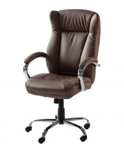 Home24office Chefsessel Director II - Kunstleder / Kunststoff - Cappuccino / Silber