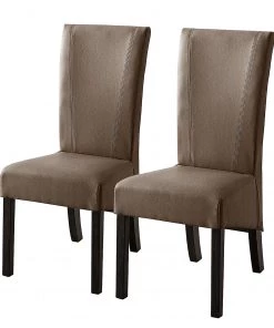 Ars Natura Esszimmerstuhl Karlsborg (2er-Set) - Kunstleder Cappuccino / Buche Dunkelbraun