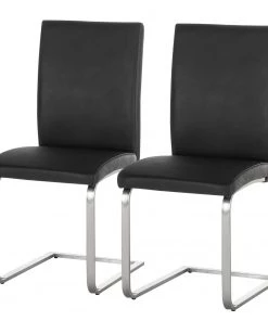 Fredriks Freischwinger Augusta I (2er-Set) - Echtleder Aude: Schwarz - Ohne Armlehnen