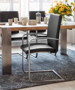 Fredriks Freischwinger Augusta I (2er-Set) - Echtleder Aude: Schwarz - Mit Armlehnen -Deutschland Stühle Verkaufs-Shop 1000064495 200610 13272000023 MOOD DETAILS P000000001000064495 mood