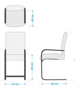 Fredriks Freischwinger Augusta I (2er-Set) - Echtleder Aude: Schwarz - Mit Armlehnen -Deutschland Stühle Verkaufs-Shop 1000064495 200610 13272700031 SKETCH DETAILS P000000001000064495 sketch