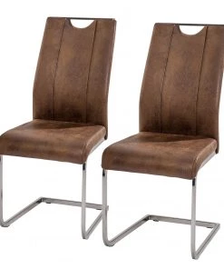 Fredriks Freischwinger Scalea (2er-Set) - Microfaser / Edelstahl - Vintage Braun