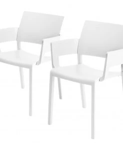 Blanke Design Armlehnenstuhl Fiona (2er-Set) - Kunstoff - Weiß