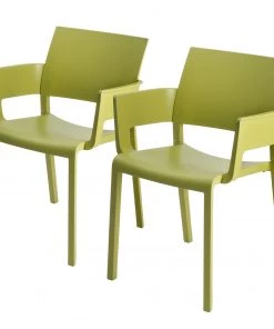 Blanke Design Armlehnenstuhl Fiona (2er-Set) - Kunstoff - OlivGrün