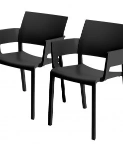 Blanke Design Armlehnenstuhl Fiona (2er-Set) - Kunstoff - Schwarz