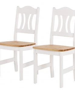 Esszimmerstuhl Bastide (2er-Set) - Kiefer Weiß / Kiefer Laugenfarbig