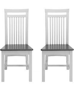 Maison Belfort Esszimmerstuhl Boston (2er-Set) - Kiefer massiv - Kiefer Weiß / Kiefer Grau