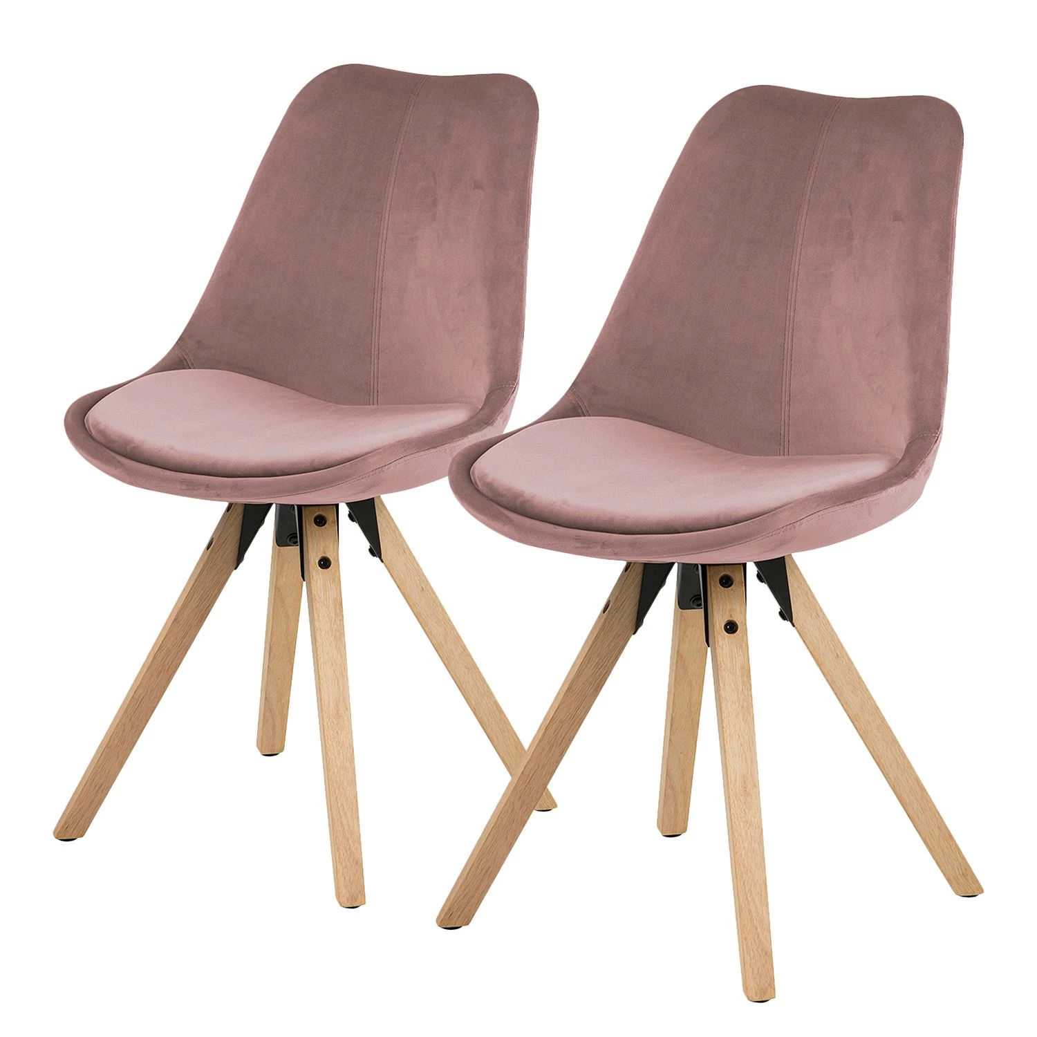 Mørteens Polsterstuhl Aledas lV - Samt / Gummibaum massiv - Altrosa - Beige - 2er Set 1 Mørteens Polsterstuhl Aledas lV - Samt / Gummibaum massiv - Altrosa - Beige - 2er Set