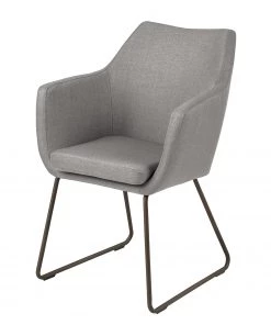 Mørteens Armlehnenstuhl Nicholas IV - Webstoff / Metall - Granit / Antik Graubraun