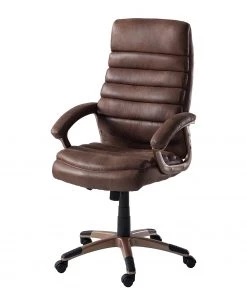 Home24office Chefsessel Hatley II - Mikrofaser - Vintage Braun / Kupfer