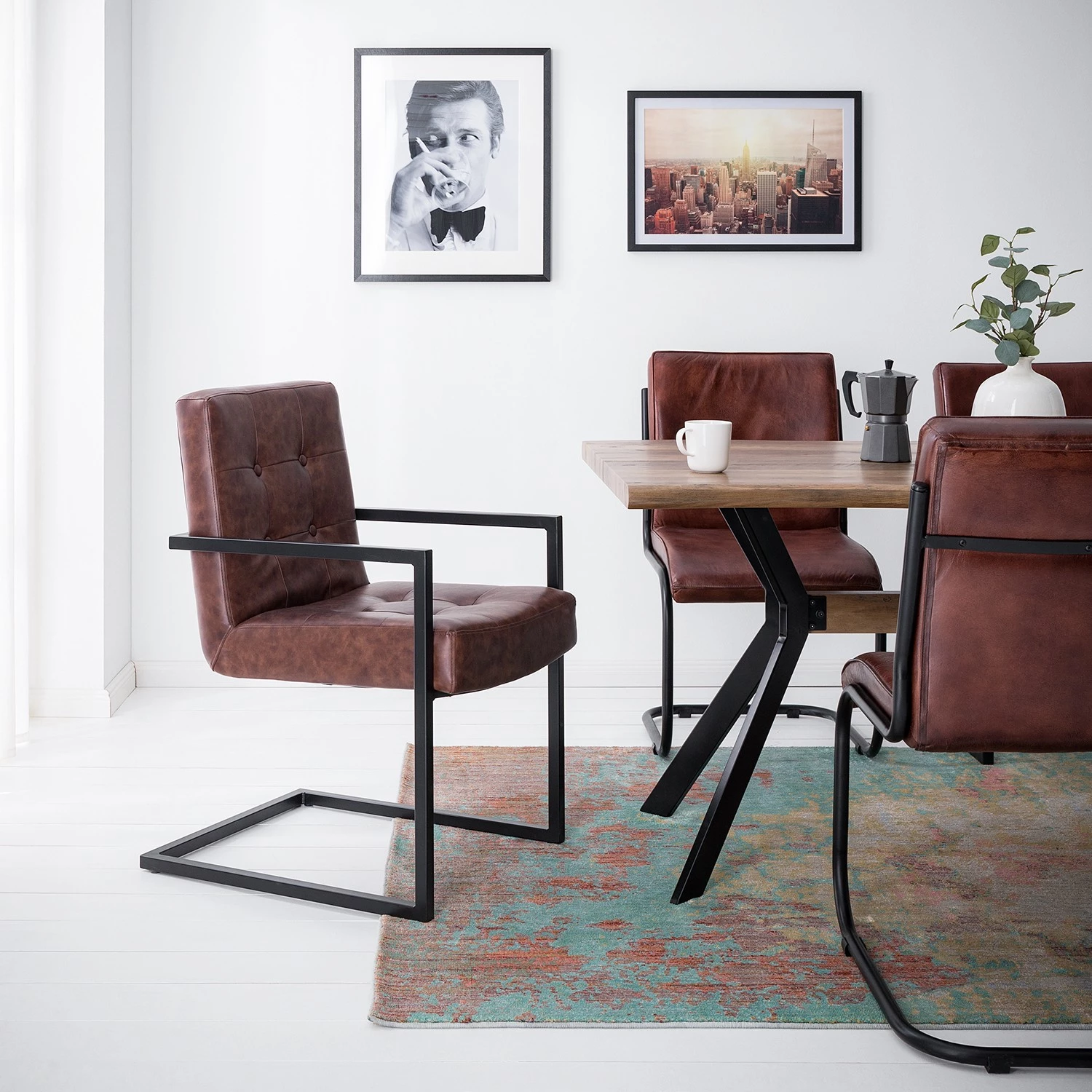 Ars manufacti Freischwinger Lungo - Kunstleder / Metall - Braun / Schwarz 2 Ars manufacti Freischwinger Lungo - Kunstleder / Metall - Braun / Schwarz – Bild 2