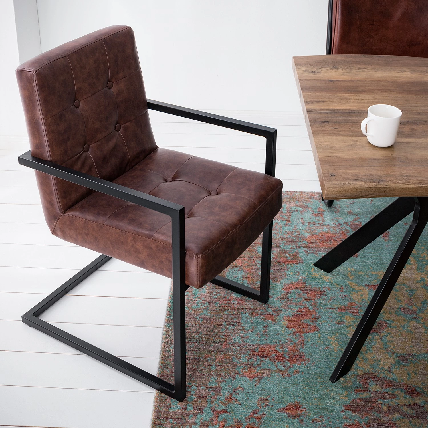 Ars manufacti Freischwinger Lungo - Kunstleder / Metall - Braun / Schwarz 3 Ars manufacti Freischwinger Lungo - Kunstleder / Metall - Braun / Schwarz – Bild 3