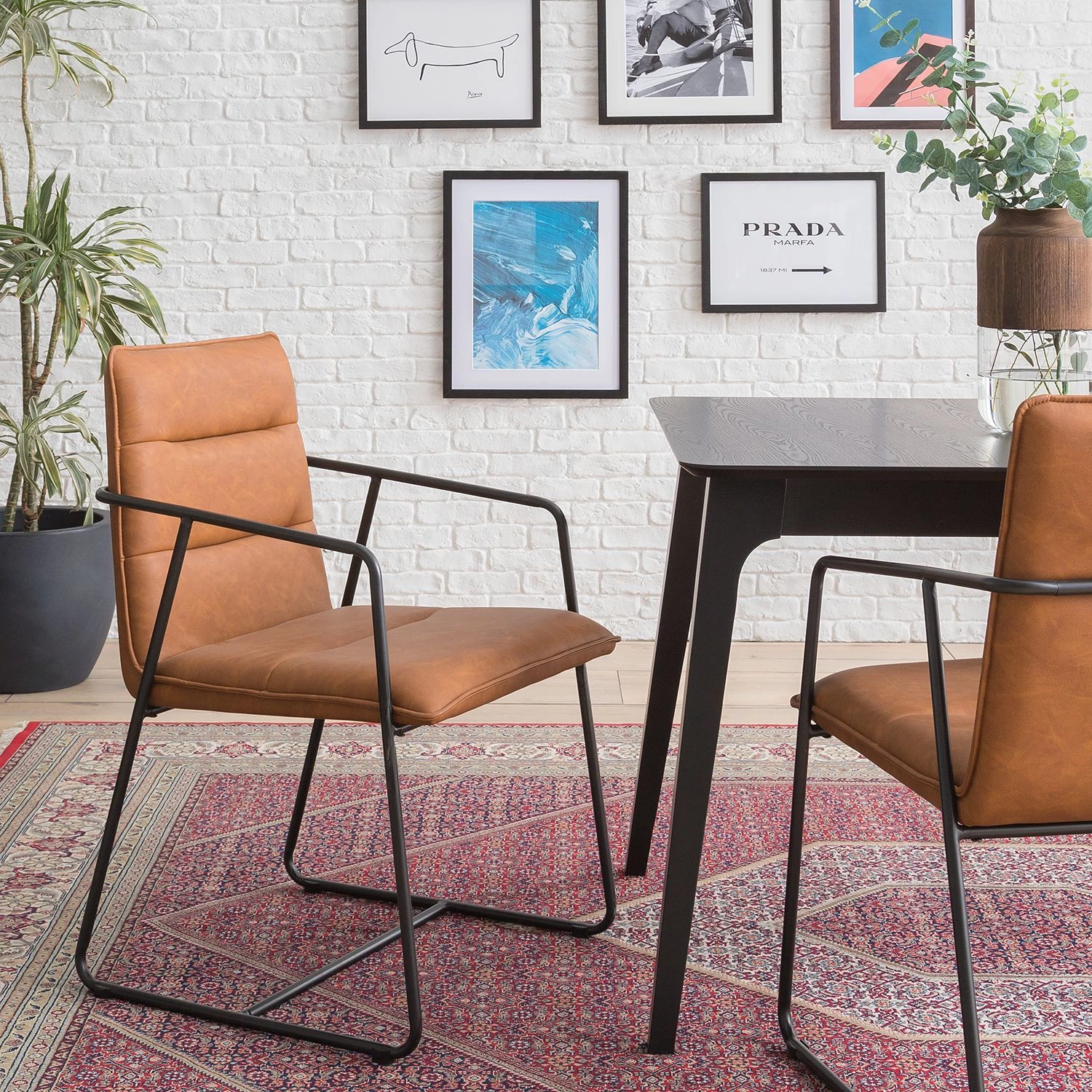 Ars manufacti Armlehnenstuhl Bex - Kunstleder / Metall - Braun / Schwarz 2 Ars manufacti Armlehnenstuhl Bex - Kunstleder / Metall - Braun / Schwarz – Bild 2