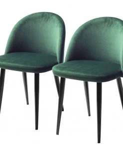 Jack & Alice Polsterstuhl Jacklin (2er-Set) - Samt / Metall - Schwarz - Grün