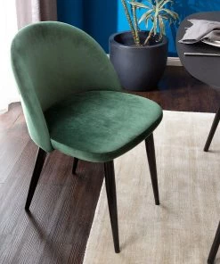Jack & Alice Polsterstuhl Jacklin (2er-Set) - Samt / Metall - Schwarz - Grün -Deutschland Stühle Verkaufs-Shop 1000123763 190326 11242900002 GALLERYIMAGES P000000001000123763 2