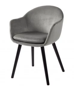 Mørteens Armlehnenstuhl Hallund II - Samt / Gummibaum massiv - Schwarz - Grau