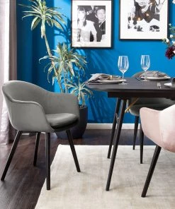 Mørteens Armlehnenstuhl Hallund II - Samt / Gummibaum massiv - Schwarz - Grau -Deutschland Stühle Verkaufs-Shop 1000123817 190326 13193400007 MOOD GALLERYIMAGES P000000001000123817 mood