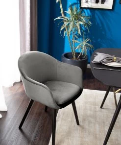 Mørteens Armlehnenstuhl Hallund II - Samt / Gummibaum massiv - Schwarz - Grau -Deutschland Stühle Verkaufs-Shop 1000123817 190326 13193400008 GALLERYIMAGES P000000001000123817