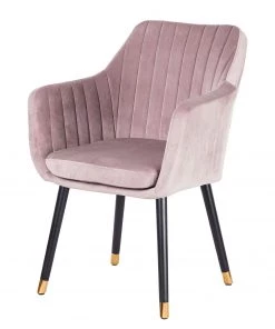 Jack & Alice Armlehnenstuhl Leezy G - Eiche massiv / Samt - Altrosa / Schwarz