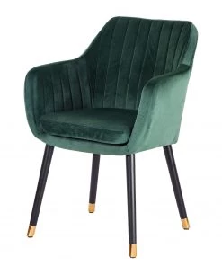 Jack & Alice Armlehnenstuhl Leezy G - Eiche massiv / Samt - Grün / Schwarz