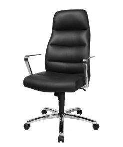 Topstar Bürodrehstuhl Chairman 70 ll - Echtleder / Aluminium - Schwarz / Chrom