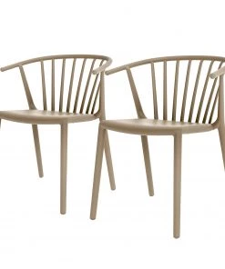 Blanke Design Armlehnenstuhl Woody (2er-Set) - Sandgrau - Ohne Sitzkissen