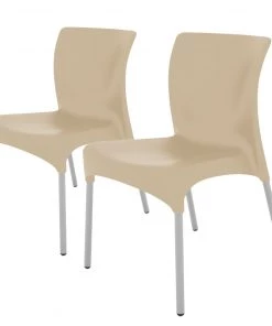 Blanke Design Esszimmerstuhl Moon (2er-Set) - Kunststoff / Aluminium - Sand