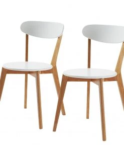 Norrwood Esszimmerstuhl Areia (2er-Set) - Eiche teilmassiv - Weiß / Eiche