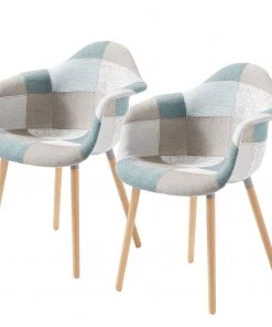 Norrwood Armlehnenstuhl Kevya ll (2er-Set) - Webstoff / Buche massiv - Mint / Beige