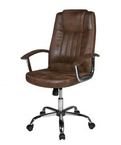 Duo Collection Chefsessel Bill - Microfaser / Metall - Vintage Braun / Chrom