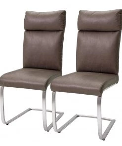 Loftscape Freischwinger Sarena (2er-Set) - Microfaser / Edelstahl - Silber - Antikbraun