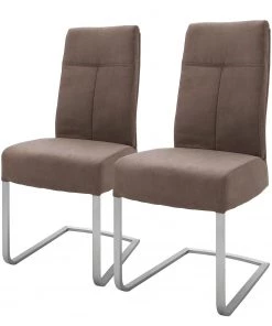 Loftscape Freischwinger Aracala (2er-Set) - Microfaser / Edelstahl - Silber - Braun