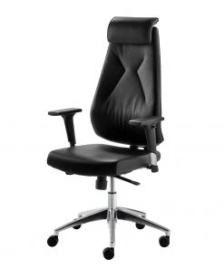 Mayer Sitzmöbel Bürodrehstuhl Lakota - Echtleder / Aluminium - Schwarz / Chrom