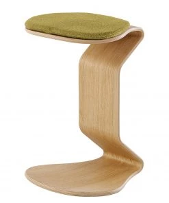 Mayer Sitzmöbel Hocker myERCOLINO - Laneve-Wolle / Echtholzfunier - Olivgelb