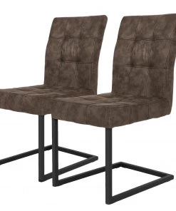 Loftscape Freischwinger Clyde (2er-Set) - Microfaser / Stahl - Vintage Taupe/ Anthrazit