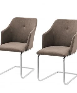 Loftscape Schwingstuhl Tibau (2er-Set) - Kunstleder / Edelstahl - Taupe