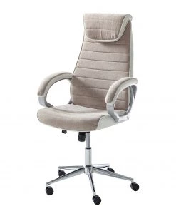 Furnitive Chefsessel Austinmer - Mikrofaser / Kunstleder - Beige / Weiß