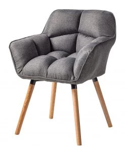 Mørteens Armlehnenstuhl Lontras - Webstoff / Eiche massiv - Grau / Eiche